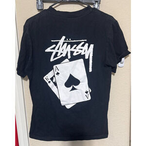Vintage 90's Stussy Worldwide King & Ace Of Spades Black T-shirt Mens Small
